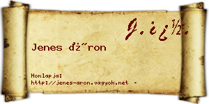 Jenes Áron névjegykártya